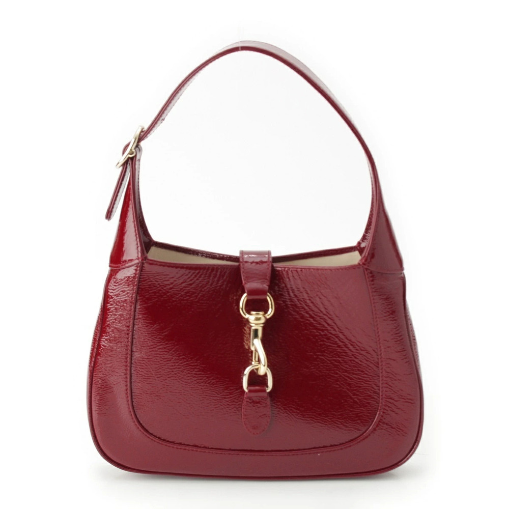 Gucci Jackie Patent Vernis Leather Sherry Shoulder Bag Bordeaux Purple